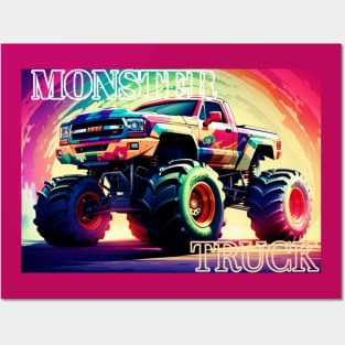 Rainbow monster truck Posters and Art